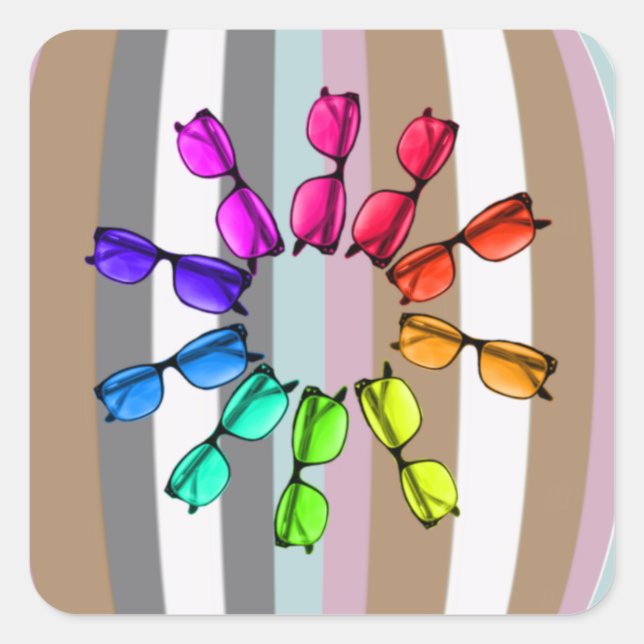 Stripes and Eye Glasses Sticker (Front)