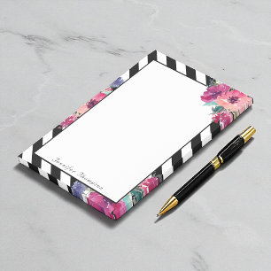 Stripes and Floral Pattern with Your Name Post-it Notes