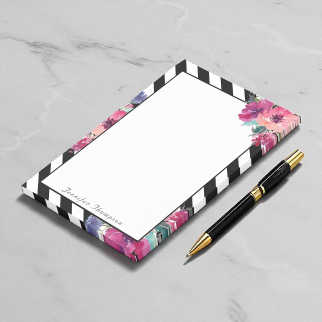 Stripes and Floral Pattern with Your Name Post-it Notes (Creator Uploaded)