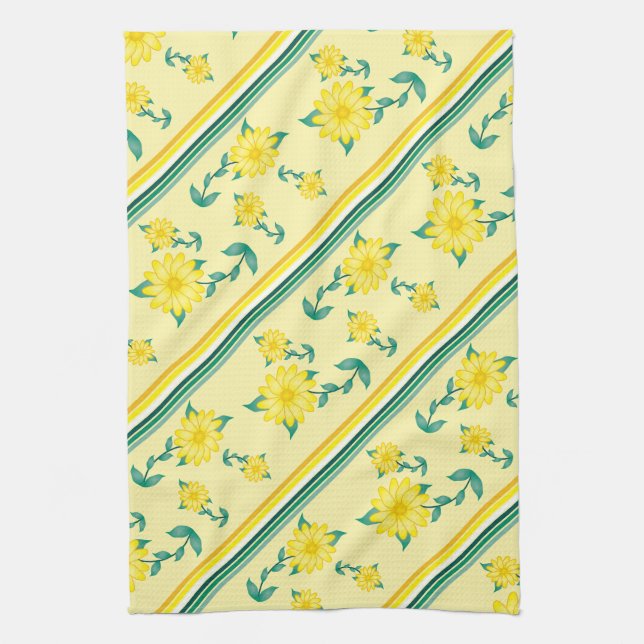 Stripes and flowers tea towel (Vertical)