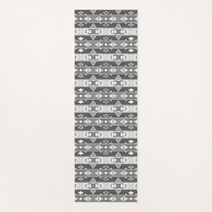 Stripes and geometric shapes gray white yoga mat