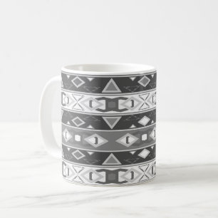 Stripes and geometric shapes grey white coffee mug