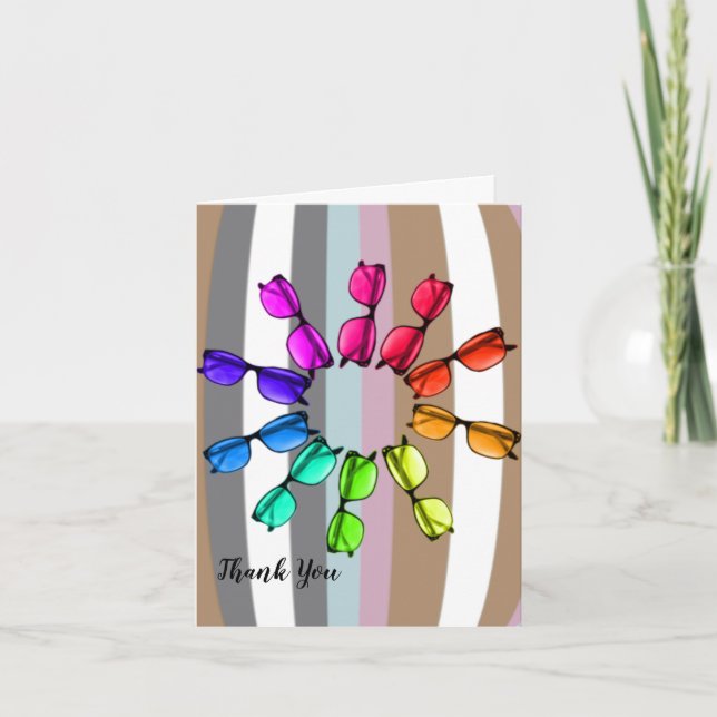 Stripes and Glasses Thank You Card (Front)