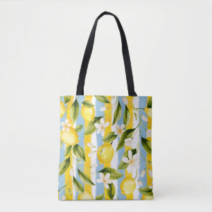 Stripes and Lemons Tote Bag