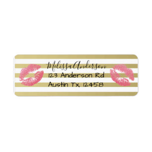 Stripes and Lips Return Address Label