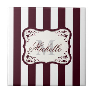 Stripes and Monogram Ceramic Tile