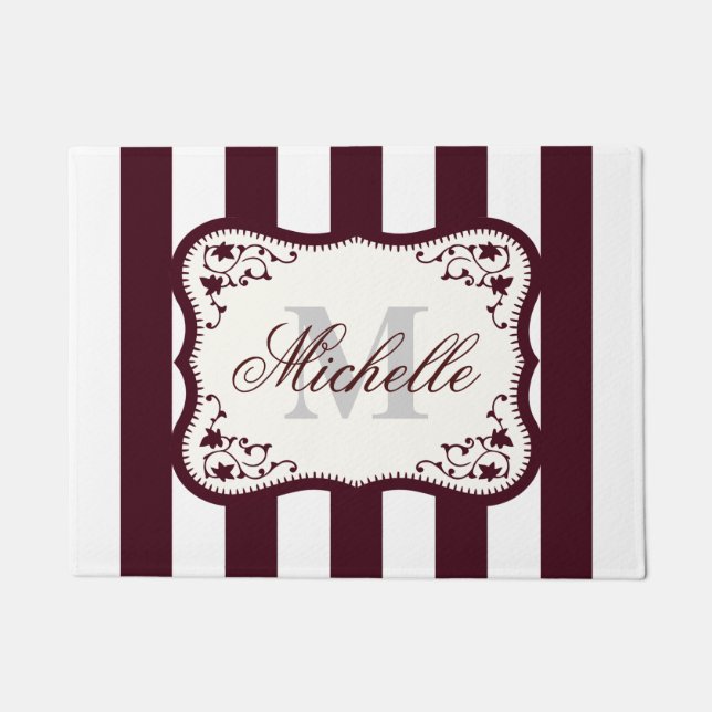 Stripes and Monogram Doormat (Front)