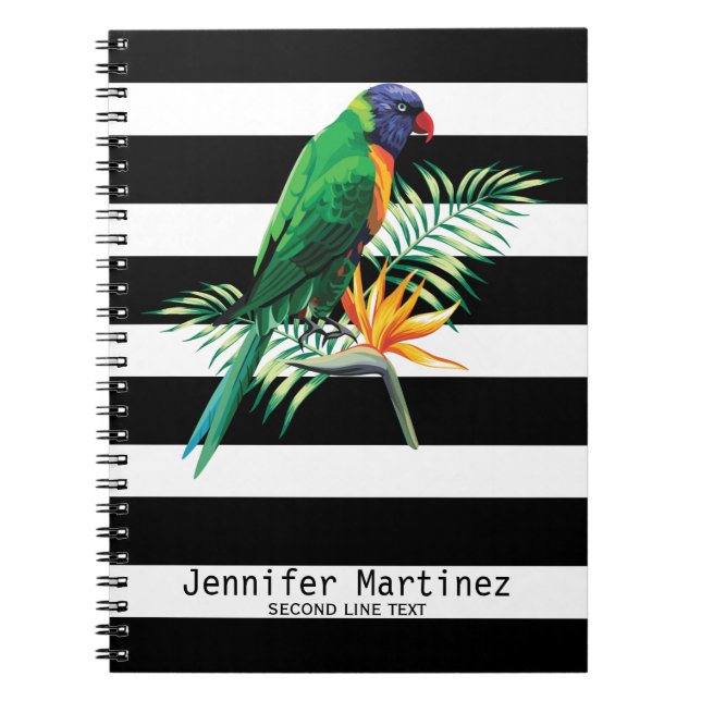 Stripes And Parrot Notebook (Front)