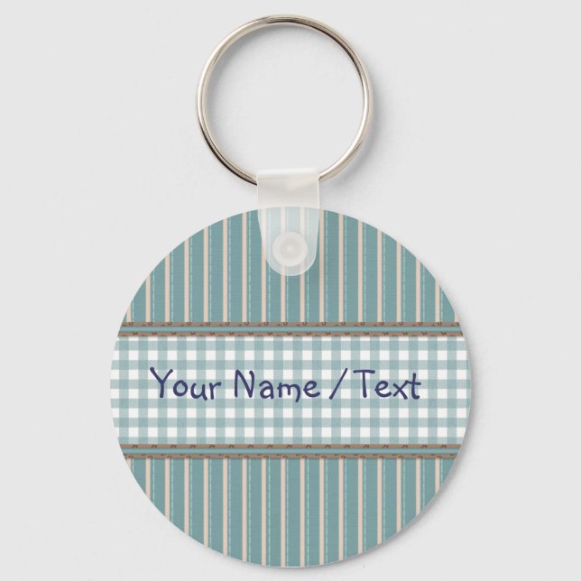 Stripes and plaid design key ring (Front)
