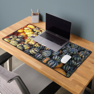 Stripes And Pumpkins  Desk Mat