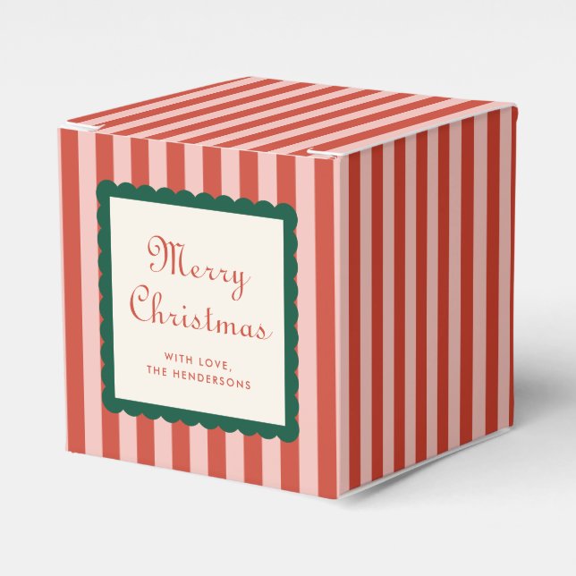 Stripes and Scallops Holiday  Favour Box (Front Side)