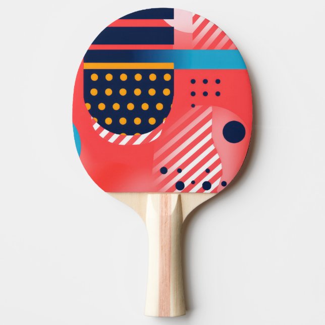 Stripes and shapes in vivid colours ping pong paddle (Front)