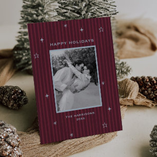Stripes and Sparkle Photo Holiday Card