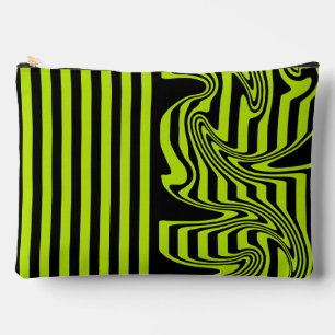 Stripes and Swirls - Lime Green and Black Accessory Pouch