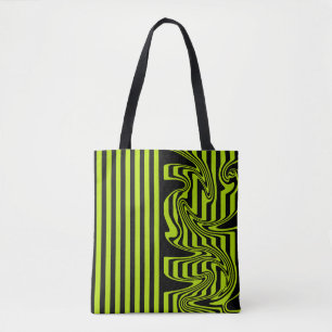 Stripes and Swirls - Lime Green and Black Tote Bag