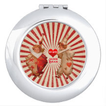 Stripes and Vintage Valentine Clowns with Heart