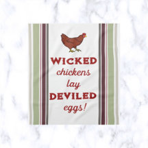 Stripes and Wicked Chickens Kitchen Towel