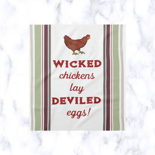 Stripes and Wicked Chickens Kitchen Towel