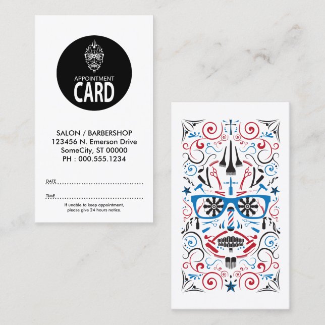 stripes appointment card (Front/Back)