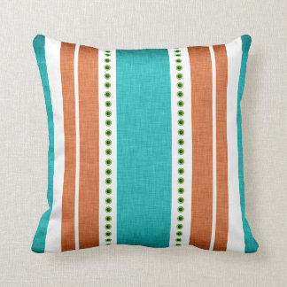 Stripes aqua orange funky cool cushion