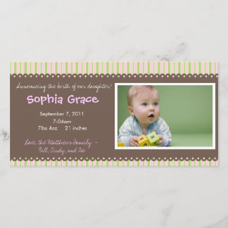 Stripes Baby Girl Birth Announcement