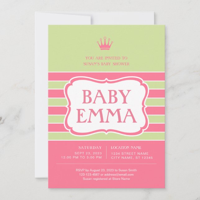 Stripes Baby Shower Invitation (Front)