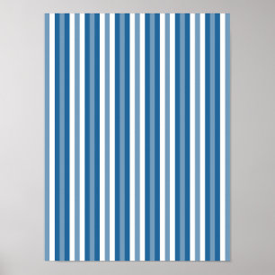Stripes Background Blue and White Poster