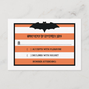 Stripes & Bat   Orange Halloween Wedding RSVP
