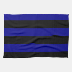 Stripes - Black and Dark Blue Tea Towel