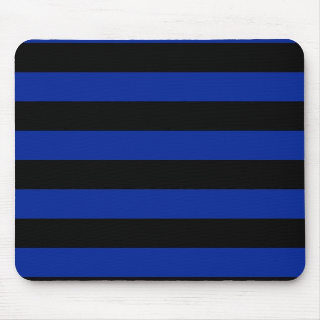 Stripes - Black and Imperial Blue Mouse Pad (Front)