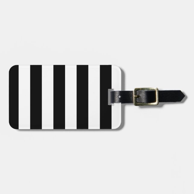 Stripes - Black and White Luggage Tag (Front Horizontal)