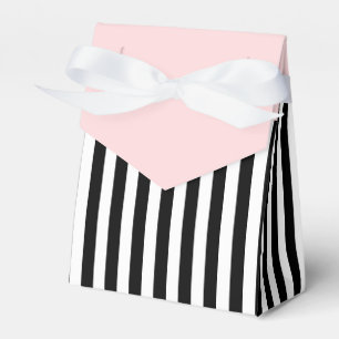 Stripes Black And White Ribbon Pink Wedding Gift Favour Box