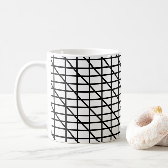Stripes Black and White Stripes  Coffee Mug (With Donut)