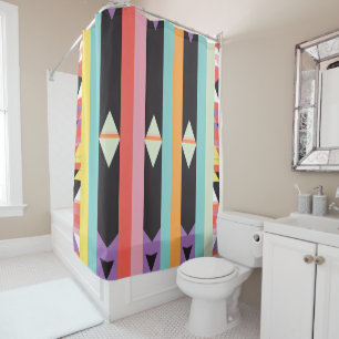 Stripes black blue red Pattern mix Shower Curtain