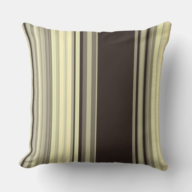 Stripes Black Grey and Wheat Blends Throw Pillow (Front)