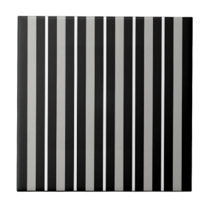 Stripes Black White Grey Ceramic Tile