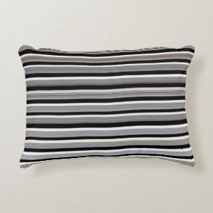 Stripes - Black White Grey Subdued Colours Decorative Cushion