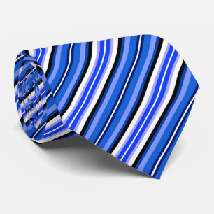 Stripes - Blue and Black and White Tie