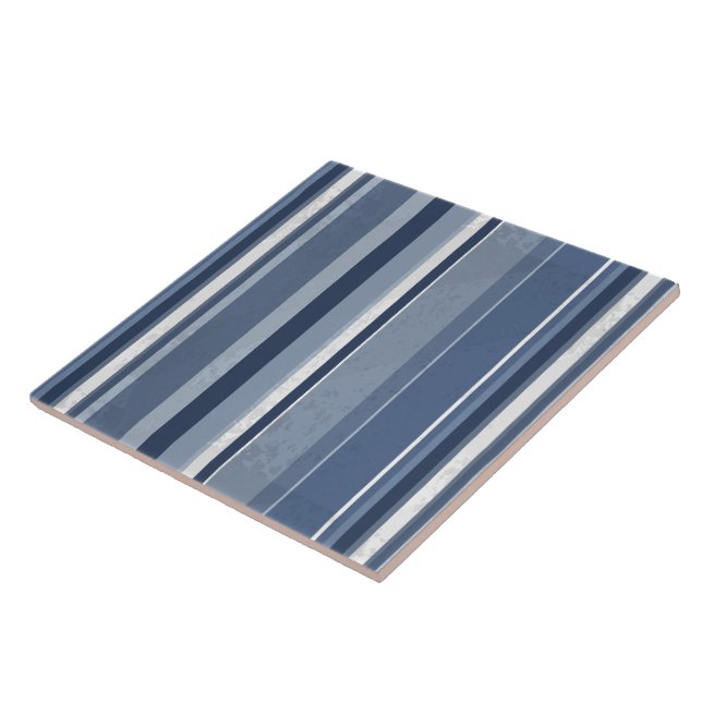 Stripes Blue Ceramic Tile (Side)