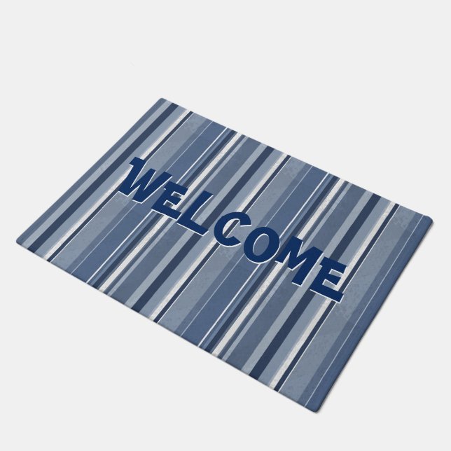 Stripes Blue Doormat (Angled)