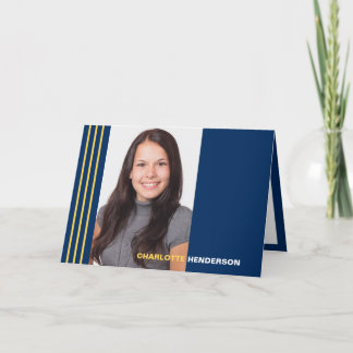 Stripes blue graduation multi photo announcement
