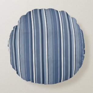 Stripes Blue Round Cushion