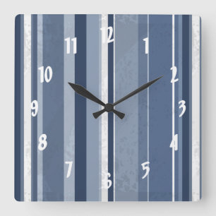Stripes Blue Square Wall Clock