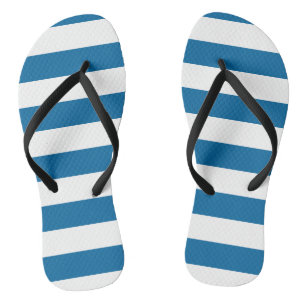 Stripes   Blue & White   Customisable   Thongs