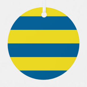 Stripes Blue & Yellow Customisable Christmas Ornament