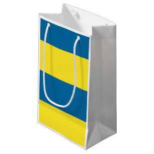 Stripes Blue & Yellow Customisable Small Gift Bag