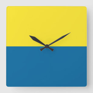 Stripes Blue & Yellow Customisable Square Wall Clock