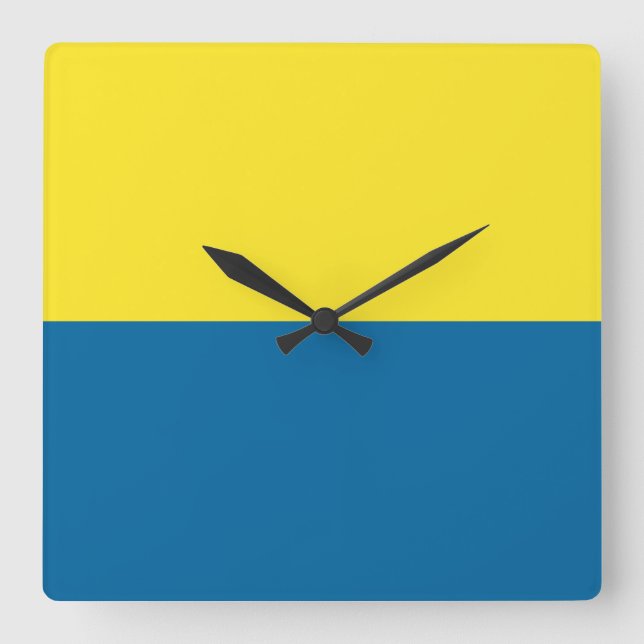 Stripes | Blue & Yellow | Customisable Square Wall Clock (Front)