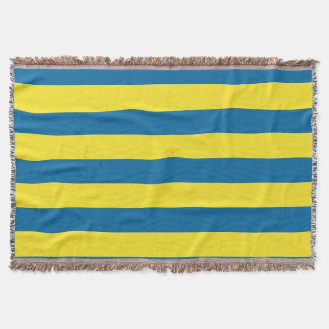 Stripes | Blue & Yellow | Customisable Throw Blanket (Front)