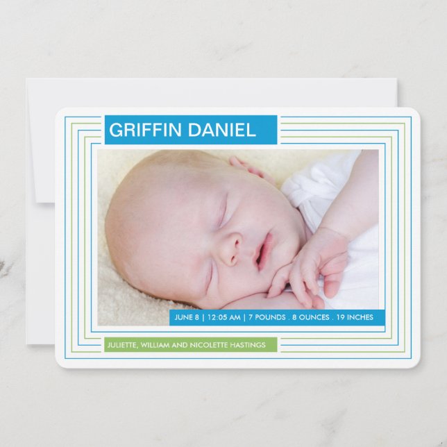 Stripes Boy Announcement (Front)